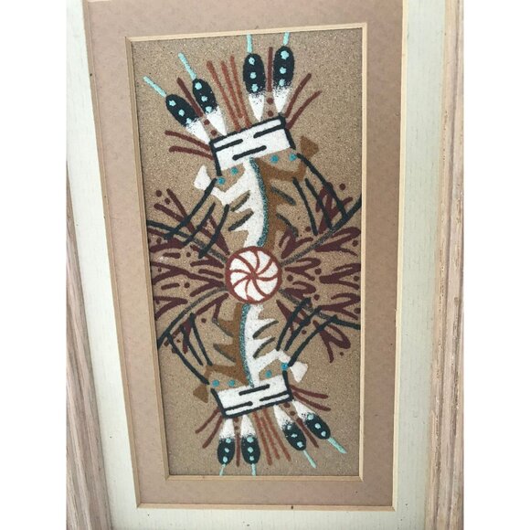 Vintage Authentic Healing God Navajo Authentic Sand Painting Titled & Signed - Picture 4 of 8